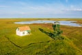 KÃârÃÂ¶s-Maros National Park, Hungary. Famous sodic lake with lookout tower.